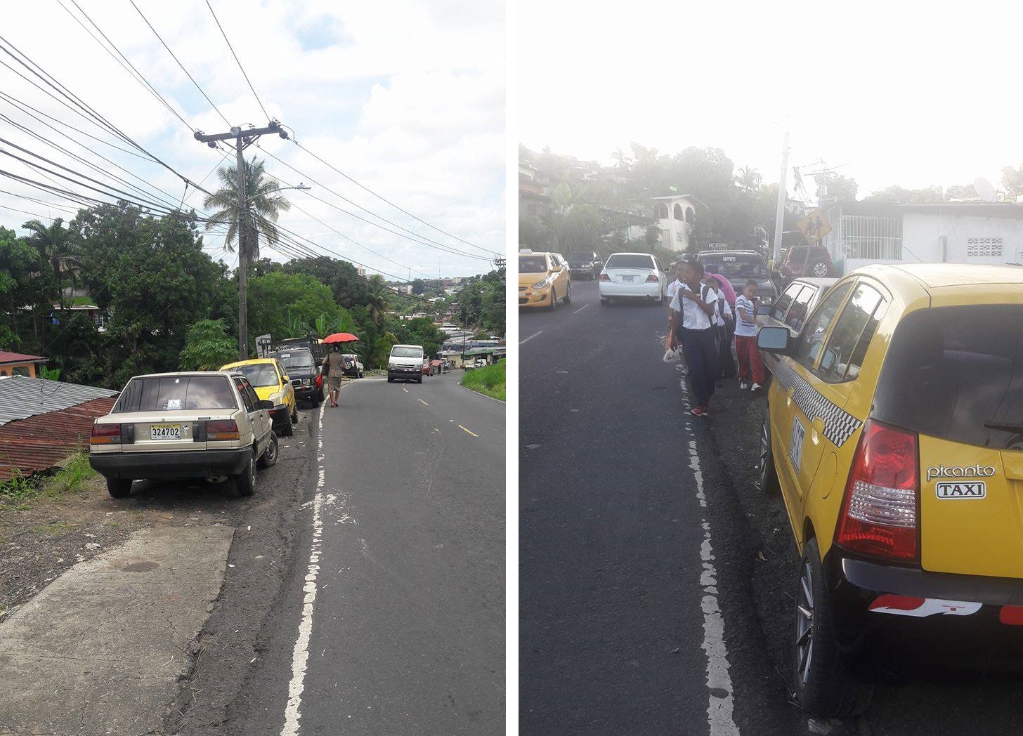 Los vehículos obstruyen el paso de peatones.  /  Foto: WhatsAppCri