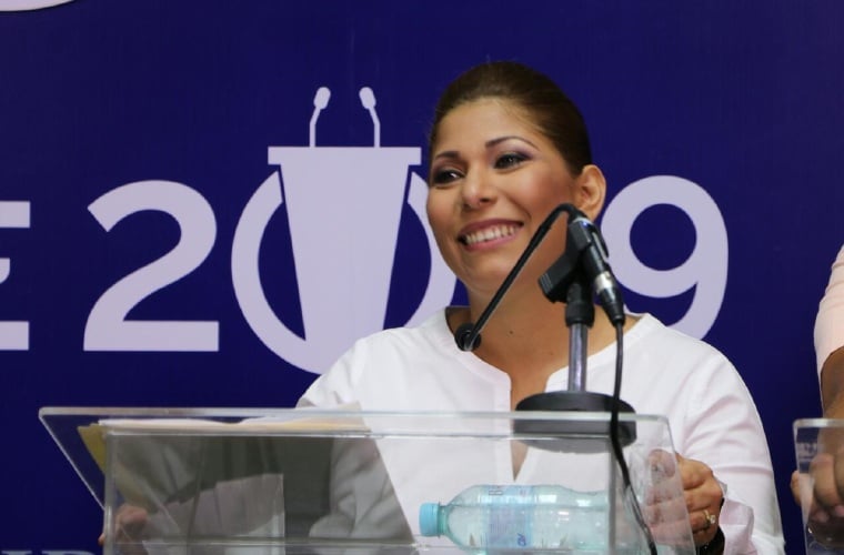 La candidata para la Alcaldía de Arraiján, Belkis Saavedra, participó de un debate en el que presentó sus propuestas. FOTO/CORTESÍA