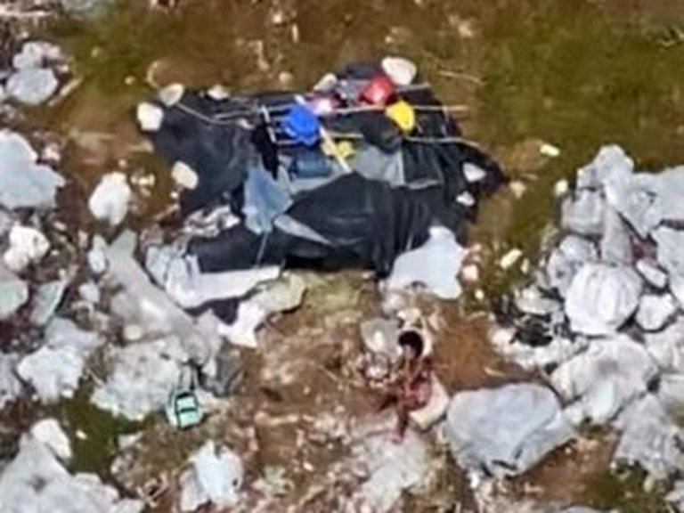 Una de las personas varadas en la isla desierta en el Caribe.