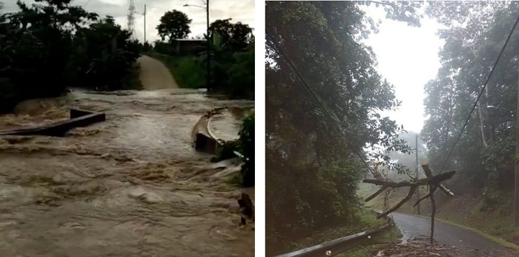 Se reportaron calles anegadas, caída de árboles y alud de tierra.
