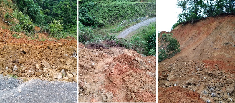 Se mantiene suspendido el tráfico debido al derrumbe sobre la carretera.