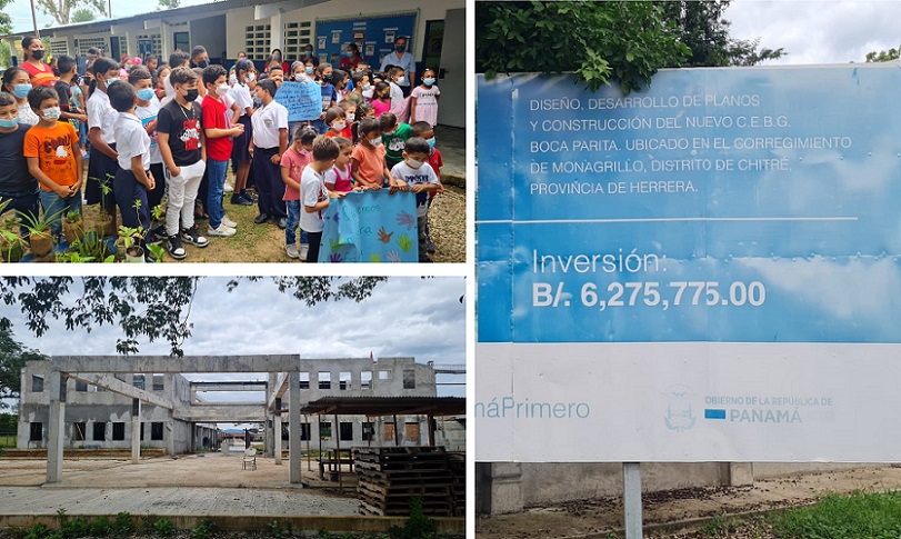 Comunidad educativa de la escuela primaria de Boca de Parita esperan culminación de nuevo edificio.