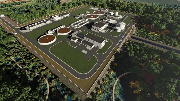 Maqueta de la Planta de Tratamiento de Aguas Residuales de Arraiján Oeste y La Chorrera. 