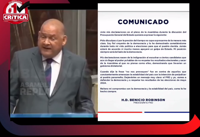 Benicio pide disculpas por «golpe de Estado» e insultos de «machito»