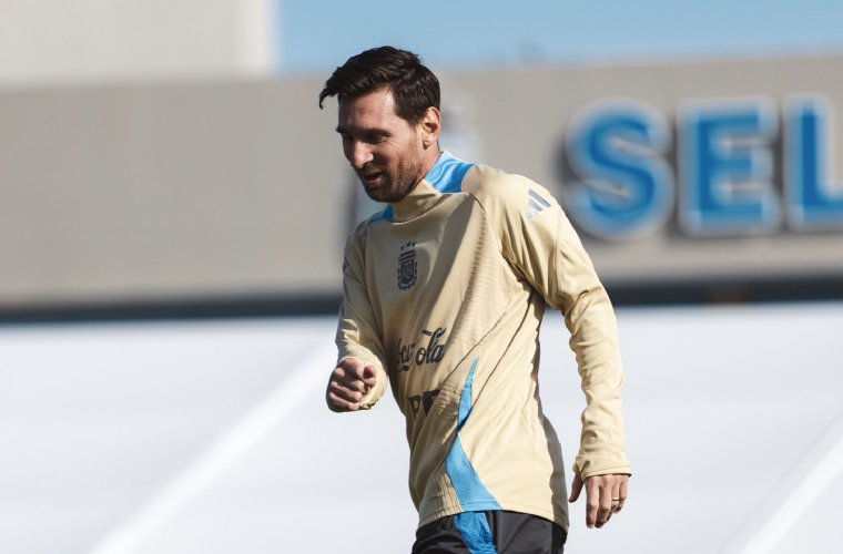 Lionel Messi en los entrenamientos.