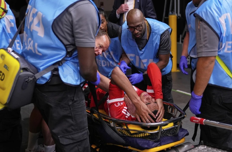 Jamal Musiala cuando se lesionó.