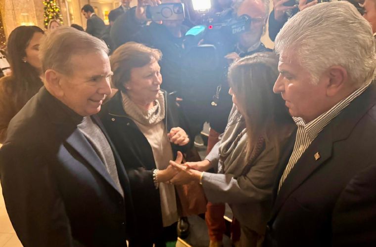 Edmundo González y el presidente de Panamá, José Raúl Mulino.