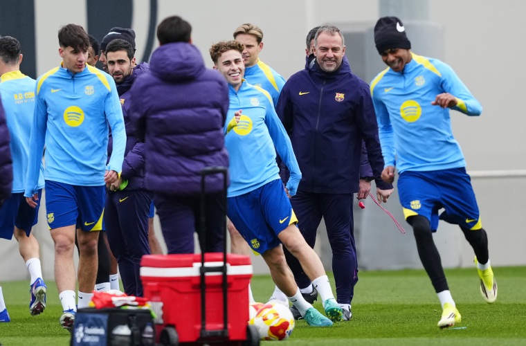 Entrenamiento del Barcelona previo al juego.