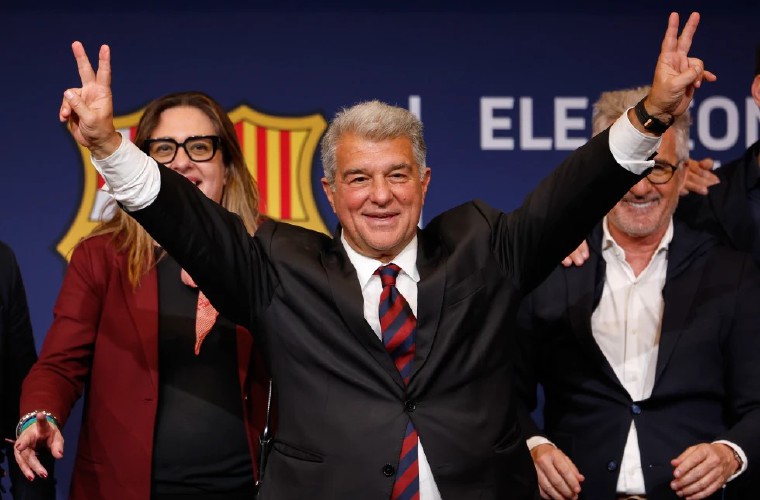 Joan Laporta celebra su triunfo.