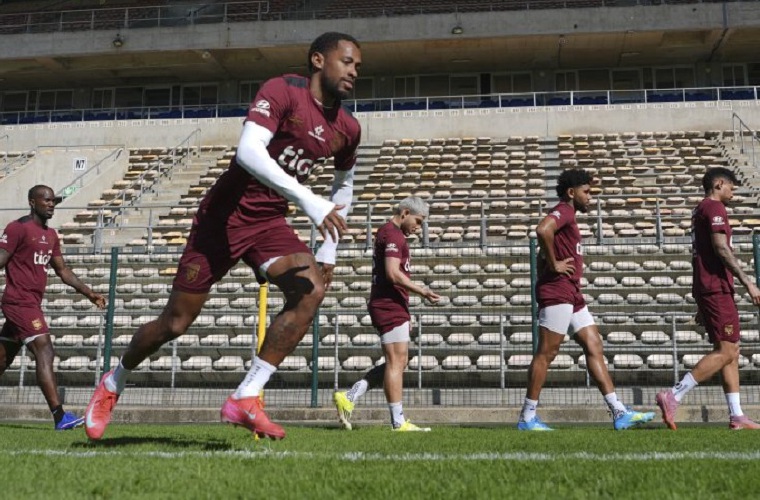 Entrenamiento de ayer lunes de la Selección Mayor de Fútbol de Panamá con miras al segundo partido amistoso ante Sudáfrica.