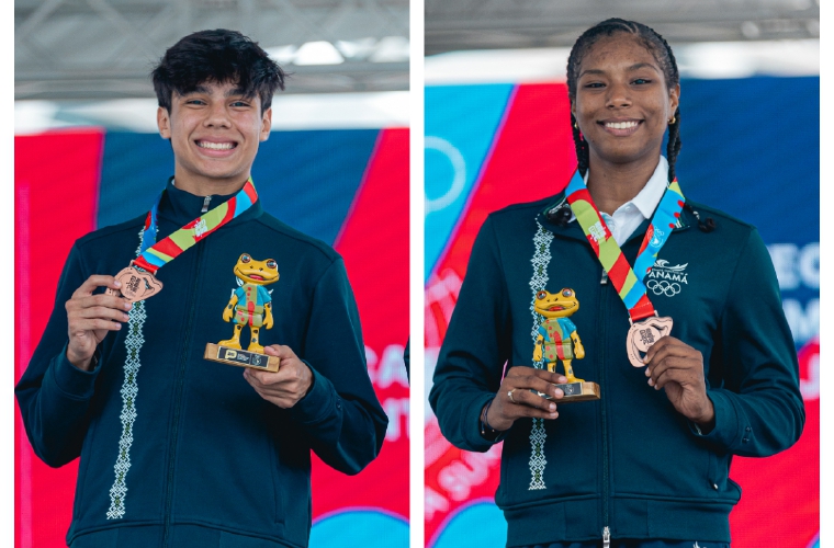 Los taekwondistas panameños Sebastián Lasso (izq.) y Amira Grira, ganaron medalla de bronce en sus respectivas ramas de la modalidad Kyorugui en la categoría de los -63 kilogramos. 