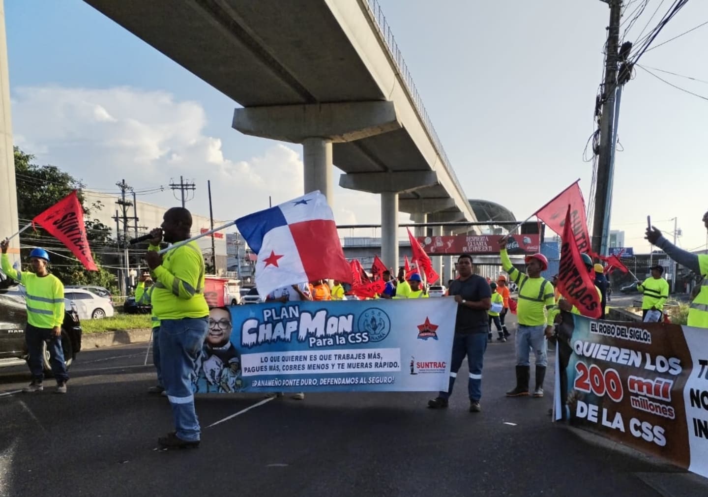 Protesta y volanteo de los obreros de la construcción.