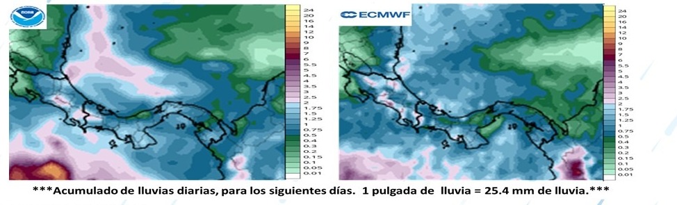 Condiciones climáticas para los próximos días.