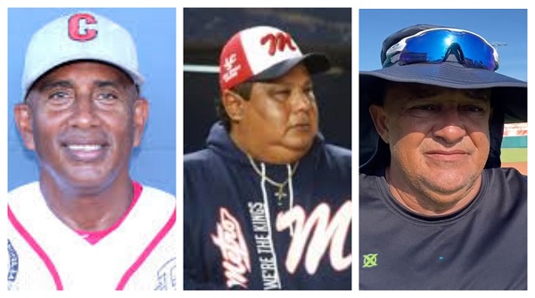 Los directores técnicos Rodrigo Merón (Coclé), José Murillo III (Panamá Metro) y Cristóbal Girón (Panamá Oeste). Fotos: Fedebeis