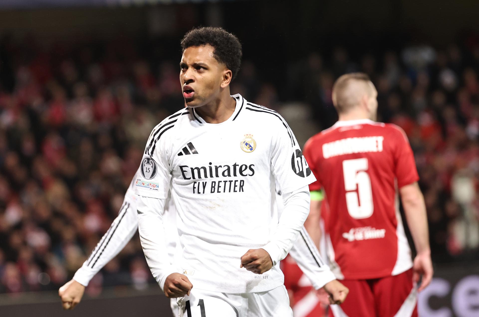 Rodrygo Goes, autor de un doblete en la victoria del Real Madrid 0-3 ante el Brest. /Foto: EFE
