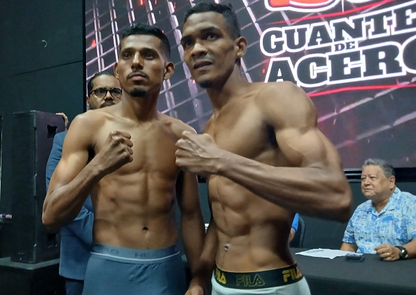 Los panameños Carlos 'El Gallero' Rodríguez (izq.) y Santos Villar disputarán los cetros nacional y Fedecaribe supermosca (AMB). Foto: Joel González