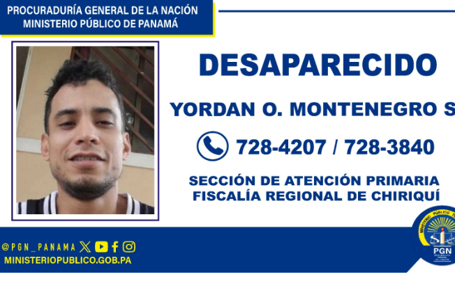 Yordan Oscar Montenegro Saldaña, de 33 años, desaparecido desde el mes de febrero.