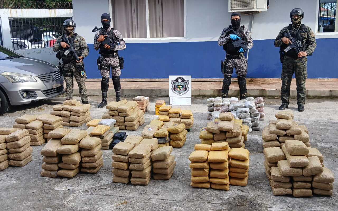 Los más de 400 paquetes de droga incautados.