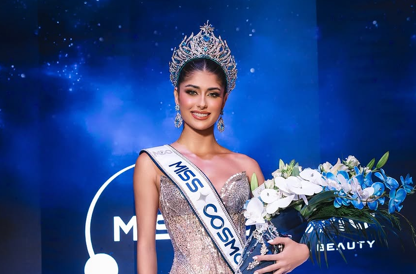 Italy Mora recibe la corona de Miss Cosmo Panamá. Foto: Instagram