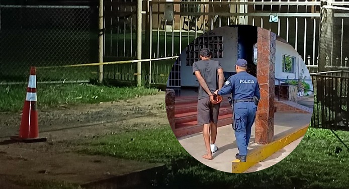 El detenido fue puesto a órdenes de las autoridades y fue visto con un pie vendado, presuntamente tras lesionarse al intentar huir.  /  Fotocomposición: Thays Domínguez