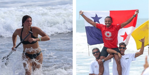 Los surfistas Stephanie Bodden y Edwin Núñez. Fotos: COP
