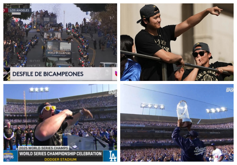 Celebración de los Dodgers en la ciudad de Los Angeles.