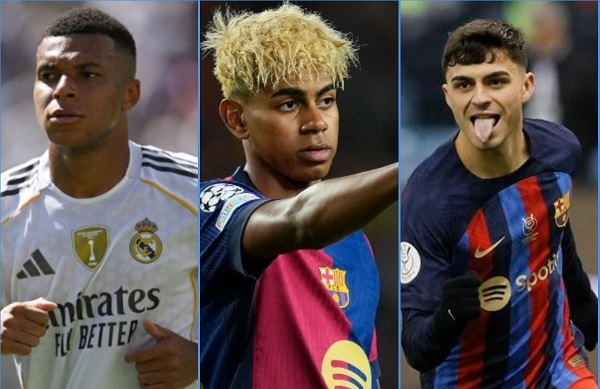 Kylian Mbappé, Lamine Yamal y Pedri. 