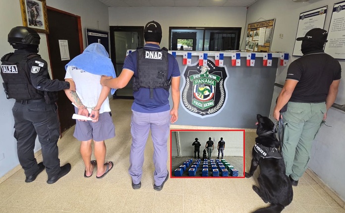 La droga estaba oculta en un compartimiento adaptado en una de las pardes del contenedor del camión.  Fotocomposición: PN