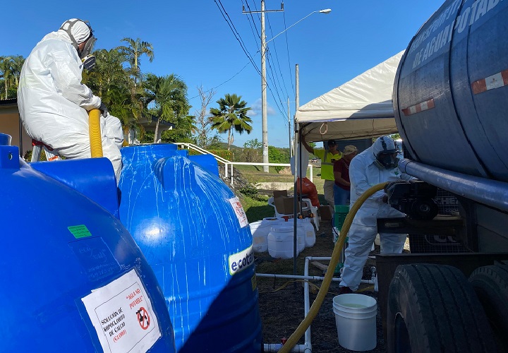 La directora regional del Idaan agregó que, una vez culminada esta fase, se estará aplicando el mismo protocolo de desinfección en el distrito de Guararé, y posteriormente en el resto del distrito de Los Santos, zonas que también reciben el suministro de agua desde esta planta potabilizadora. Foto. Thays Domínguez