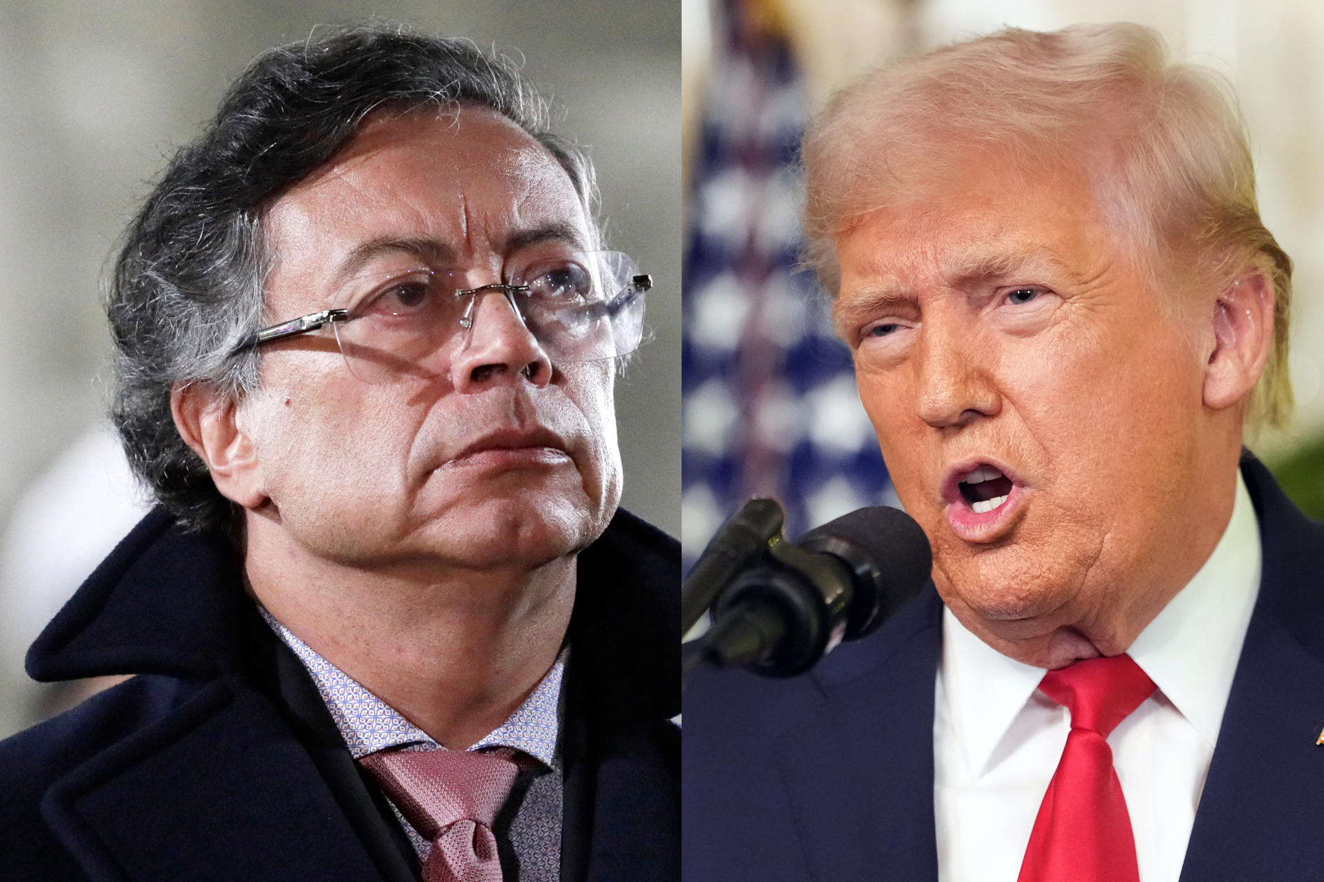 El presidente de Colombia, Gustavo Petro (i), y a su homólogo de Estados Unidos, Donald Trump. Foto: EFE