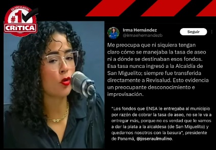 Irma cuestionó a la Autoridad de Aseo Urbano y Domiciliario y atacó al presidente José Raúl Mulino. 