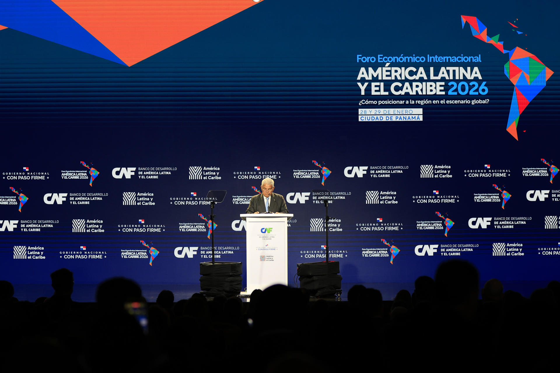  El presidente de Panamá, José Raúl Mulino, habla durante el Foro Económico Internacional América Latina y el Caribe 2026 