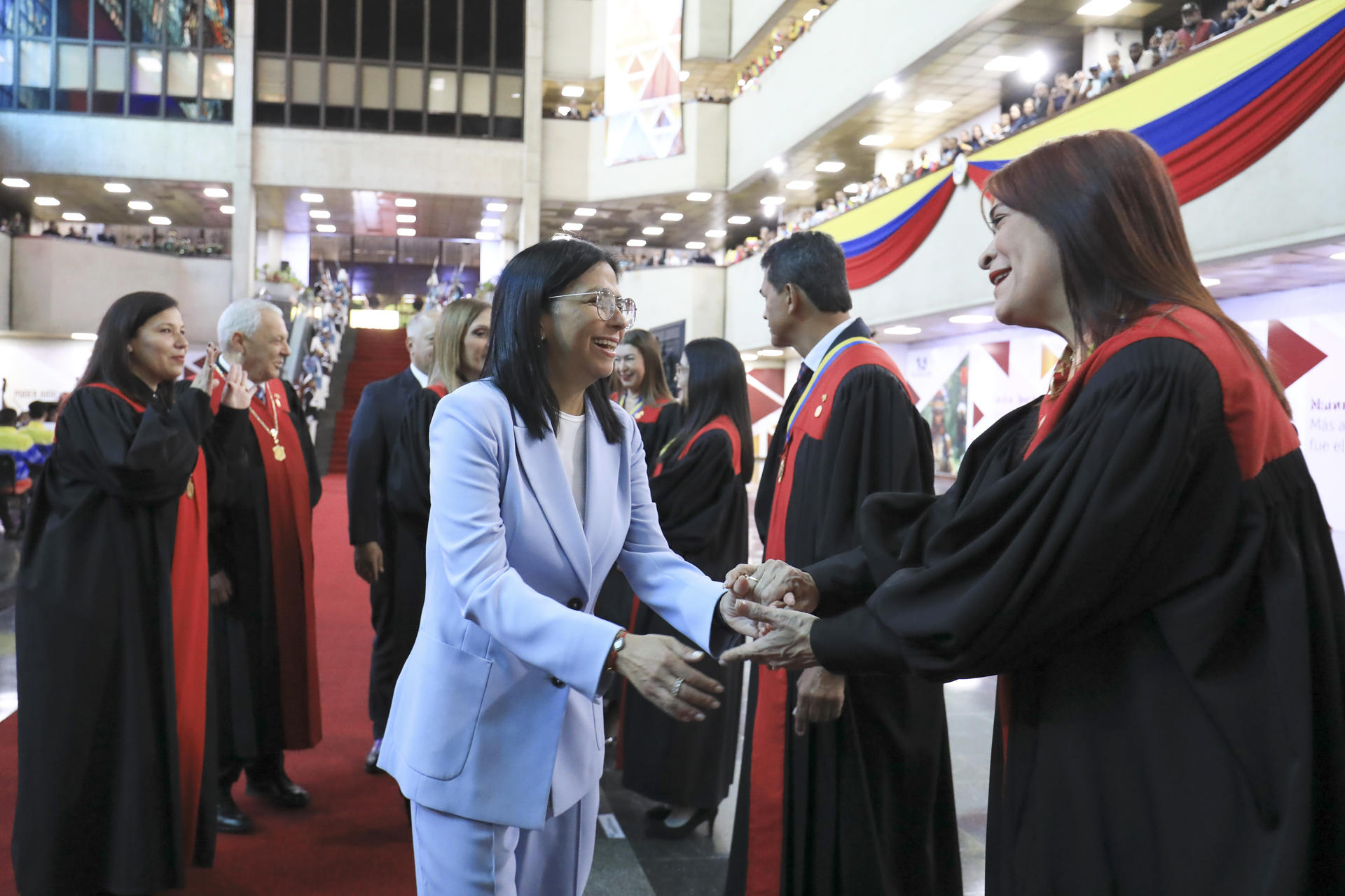 Fotografía cedida por el Palacio de Miraflores que muestra a la presidenta encargada de Venezuela, Delcy Rodriguez. /Foto: EFE