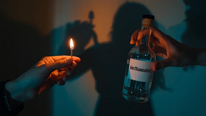 El imputado le roció  rociando combustible en la habitación en la que esta se encontraba y la encendió.  /  Imagen ilustrativa generada con IA: Eric Montenegro