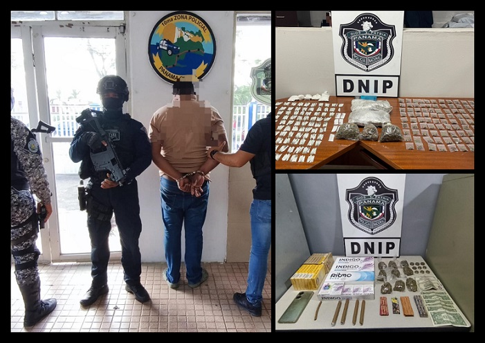 Toda la droga incautada y la persona detenida fueron puestas a disposición del Ministerio Público (MP)..  /  Fotocomposición: PN
