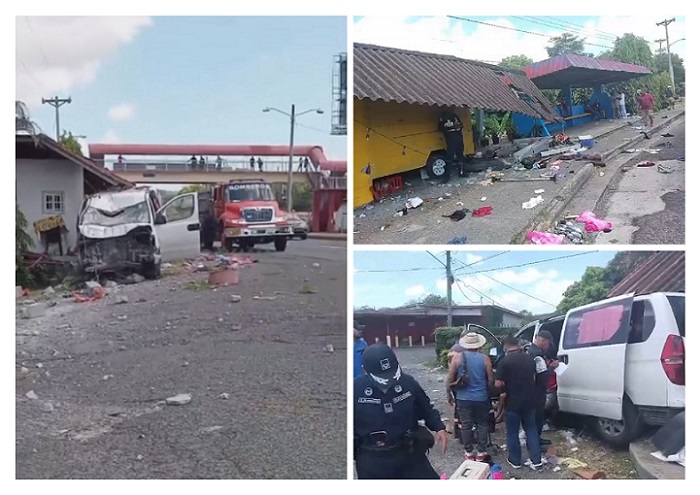 Una mujer que se encontraba en la caseta de espera de autobuses al momento del accidente fue trasladada a la policlínica.  /  Fotocomposición: Eric Montenegro