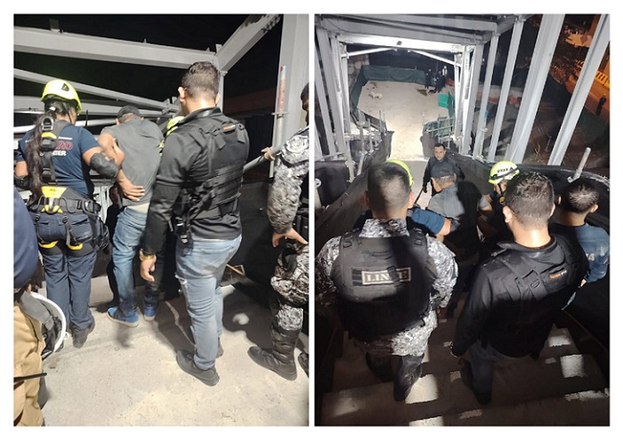 Luego de un atinado diálogo, el ciudadano fue evacuado del área sano y salvo. /  Fotocomposición: BCBRP