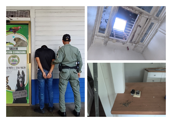 El sujeto sacó los alambres de cobre de las instalaciones eléctricas del inmueble.  /  Fotcomposición: PN