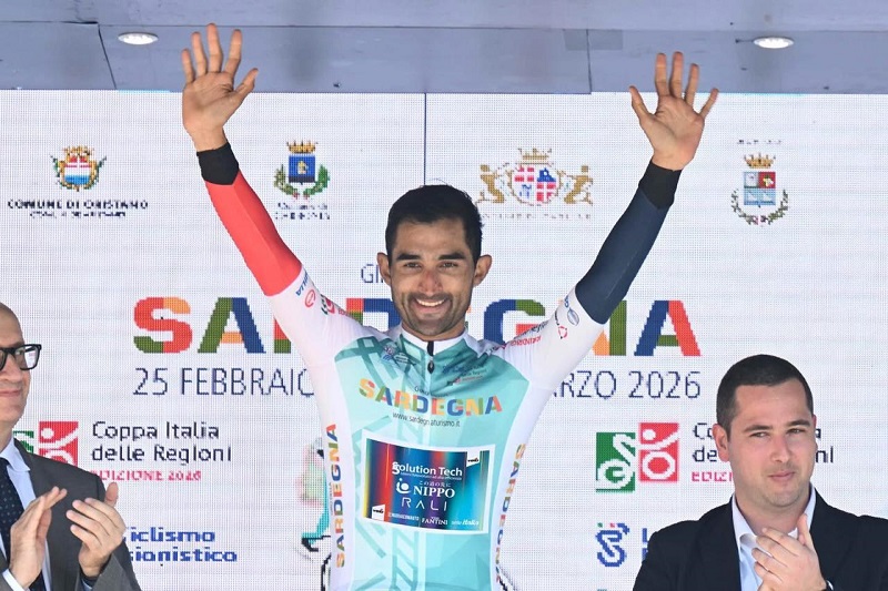 Roberto González defendió el liderato de la montaña en el Giro di Sardegna tras la “Etapa Reina”. /Foto: Cortesía