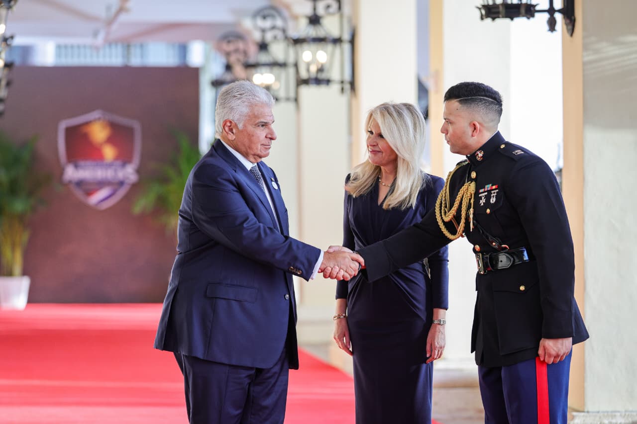 Llegada del José Raúl Mulino a la sede de la cumbre de presidentes Escudo de las Américas. Foto: Cortesía 