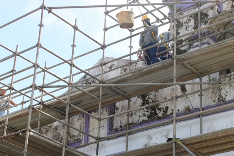 Las obras para la remoción de la iglesia de San Felipe de Portobelo es de un 10%. Foto. Diómedes Sánchez