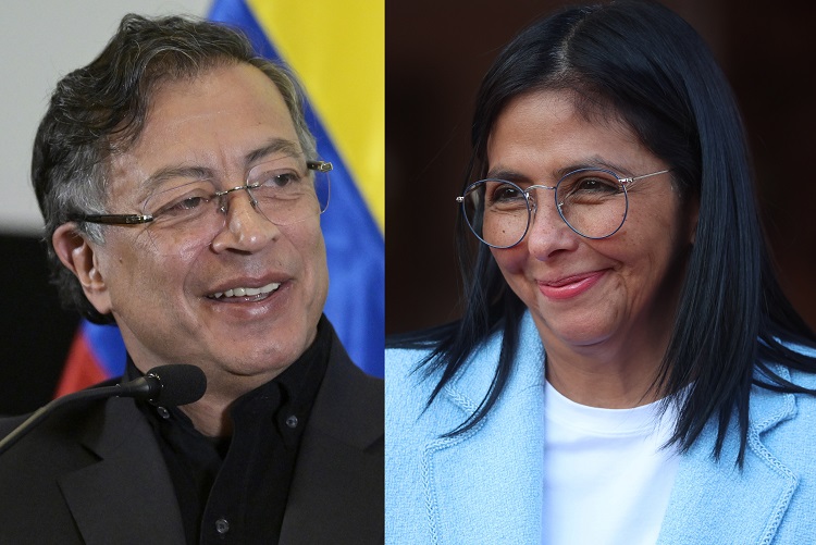 Se esperaba que en dicha cita, Gustavo Petro y Delcy Rodríguez hablaran de asuntos económicos, comerciales y de seguridad en la frontera común de 2.219 kilómetros. Foto. EFE