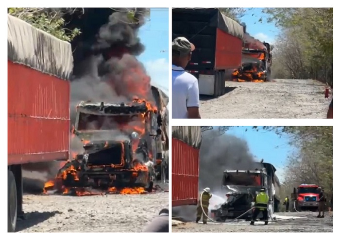 El camión se quemó todo.  /  Fotocomposisición: BCBRP