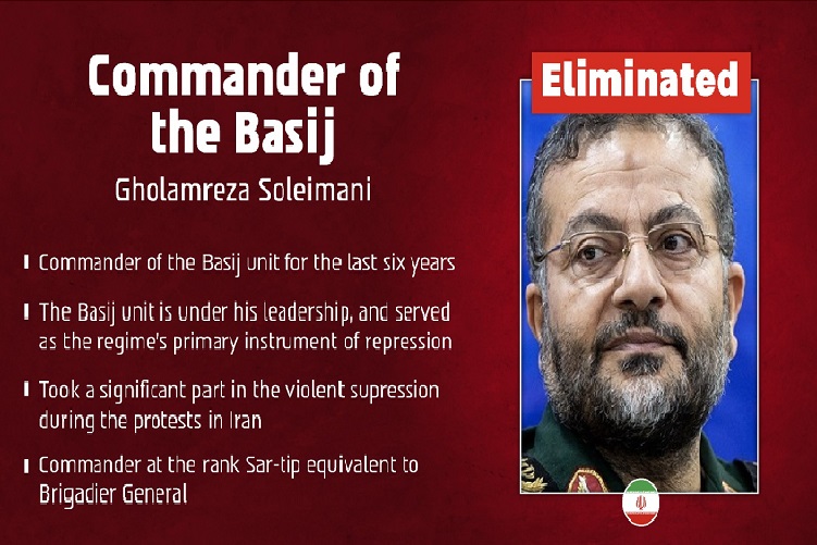 La Fuerza Aérea Israelí, actuando con base en información de inteligencia de las FDI, atacó y eliminó a Gholamreza Soleimani, quien se desempeñó como comandante de la unidad Basij durante los últimos seis años. Foto. EFE/ IDF