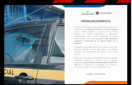 La ATTT informó a través de un comunicado la destitución del funcionario. 