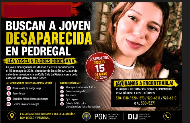 Buscan a joven nica desaparecida en Pedregal 
Se desconoce su paradero desde el pasado viernes 15 de mayo