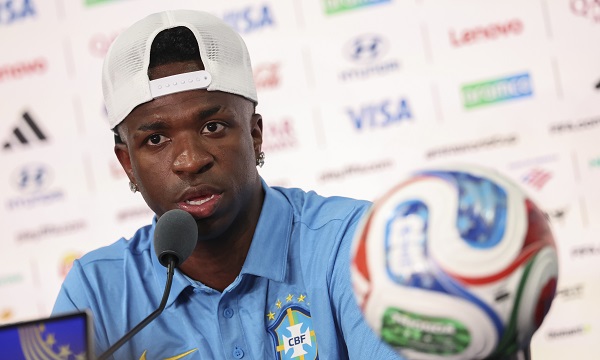 Vinícius Jr. en la conferencia de prensa previa al partido de este sábado ante Marruecos. Foto: EFE