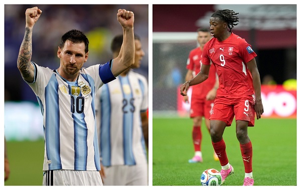 Lionel Messi, de Argentina y Johan Manzambi, de Suiza.
