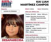 Datos de la niña  Kai Liah Martínez Campos.