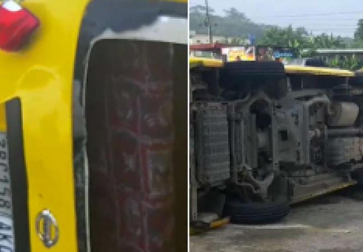 5 estudiantes heridos tras colisión y vuelco de bus colegial en Colón